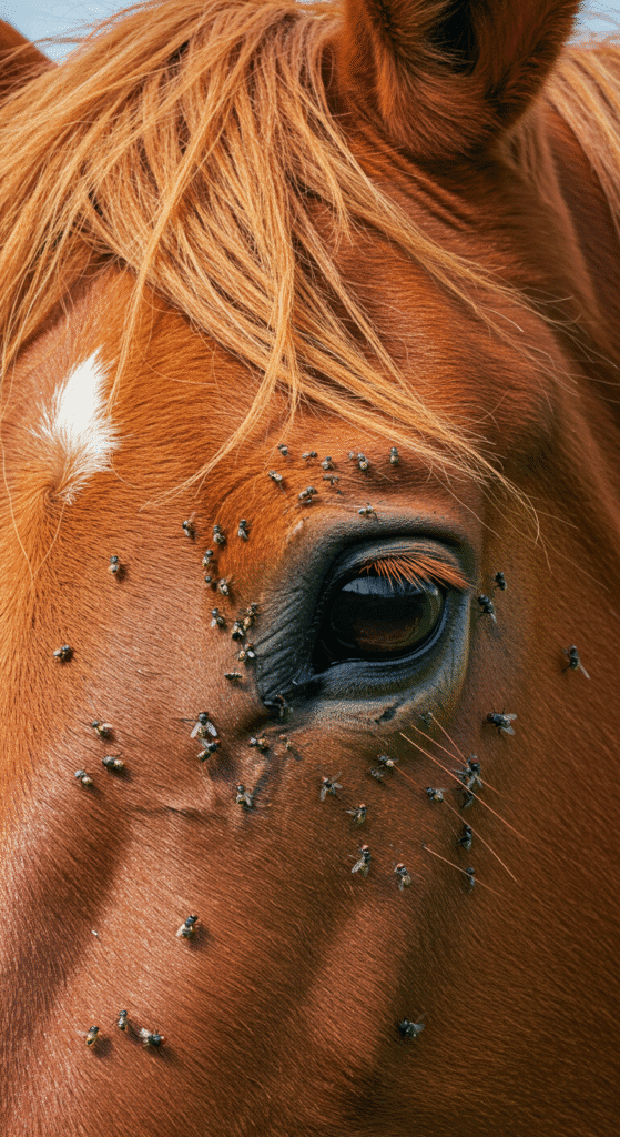 masque anti mouche contre dermite cheval
