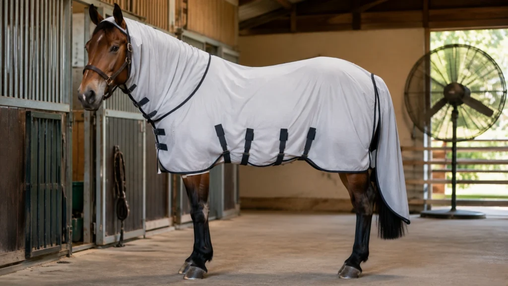 Dermite estivale chez le cheval : symptômes, causes, diagnostic et prise en charge 4 Prévention de la dermite estivale avec couverture intégrale et environnement ventilé