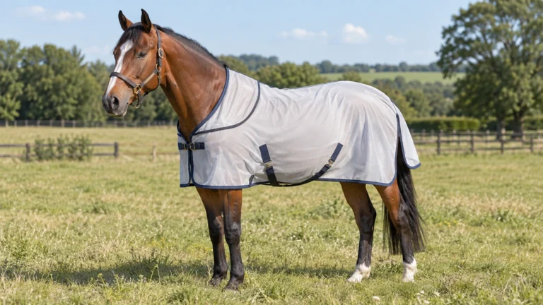Couverture anti-mouche cheval correctement ajustée