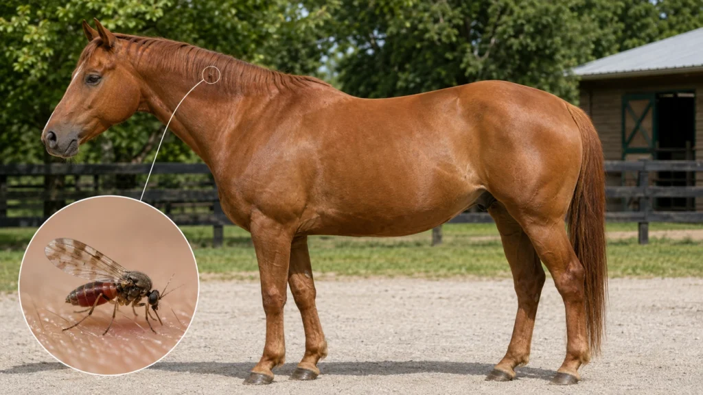 Dermite estivale chez le cheval : symptômes, causes, diagnostic et prise en charge 2 Culicoides responsables de la dermite estivale et zones fréquemment atteintes