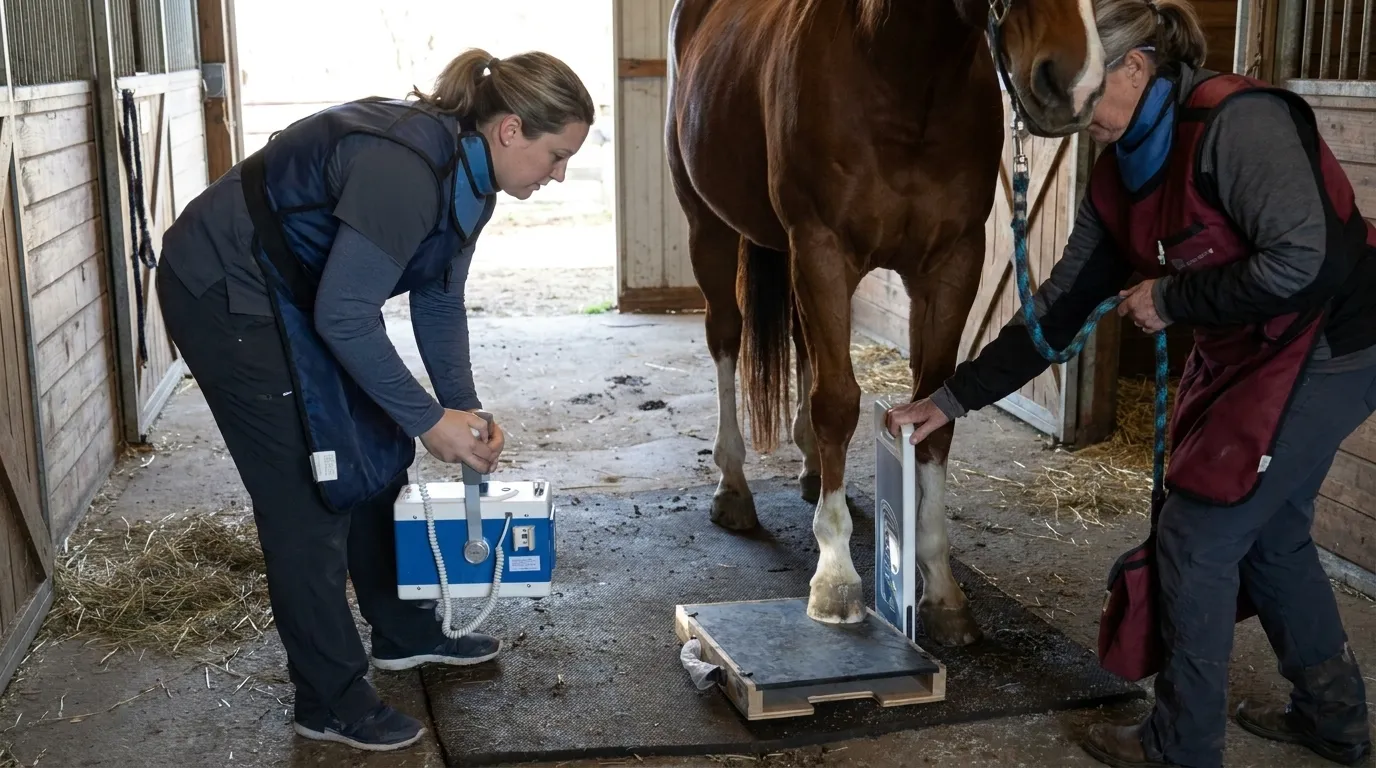 Diagnostic de la fourbure chez le cheval par radiographie du pied