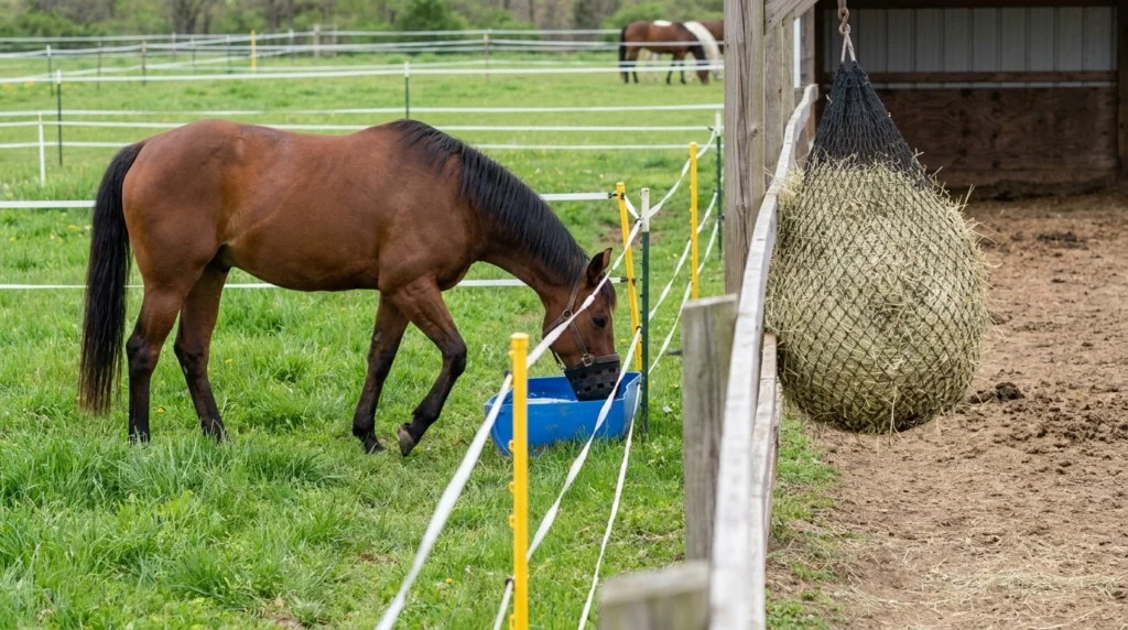 Gestion du pâturage avec panier et paddock contrôlé pour prévenir la fourbure