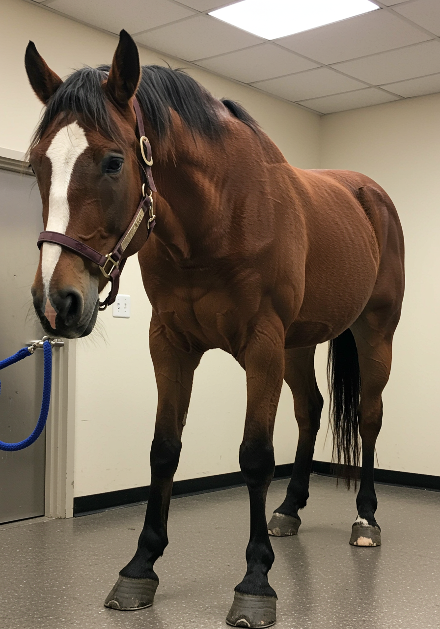 cheval campé avec annotations sur la posture