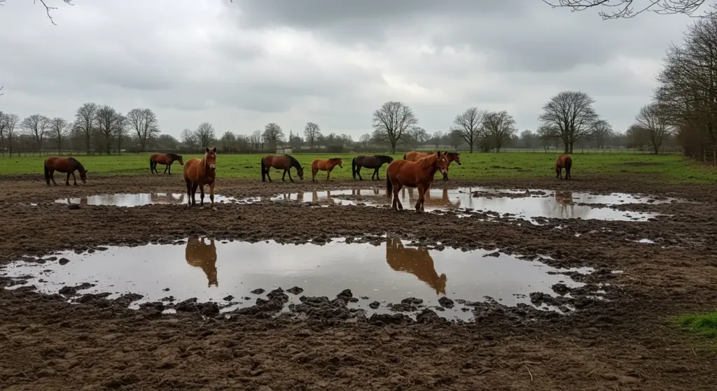 pâture humide favorisant dermatoses cheval