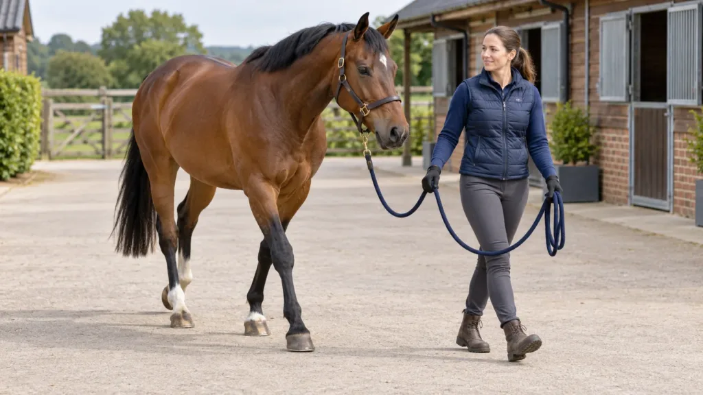 Confiance avec son cheval : 7 clés pour plus de sécurité 7 Manipulation sécurisée d’un cheval avec licol longe et équipement adapté