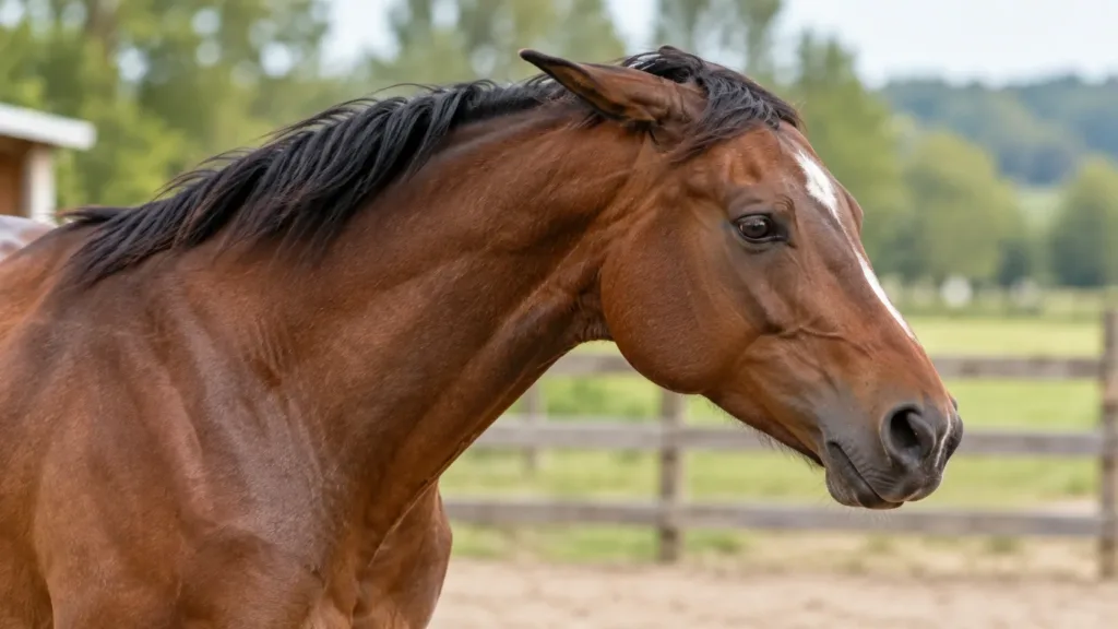 Langage des oreilles du cheval : ce qu’elles peuvent vraiment indiquer 5 Cheval avec les oreilles plaquées en arrière dans un contexte de tension