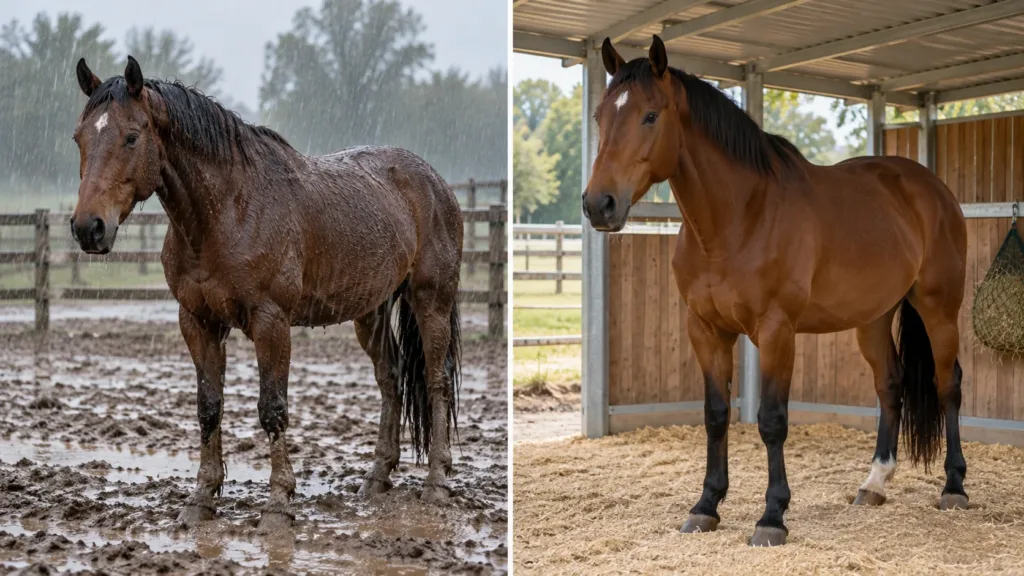 Dermatophilose chez le cheval : symptômes, diagnostic, traitement et prévention 4 Prévention de la dermatophilose cheval en limitant l’humidité prolongée
