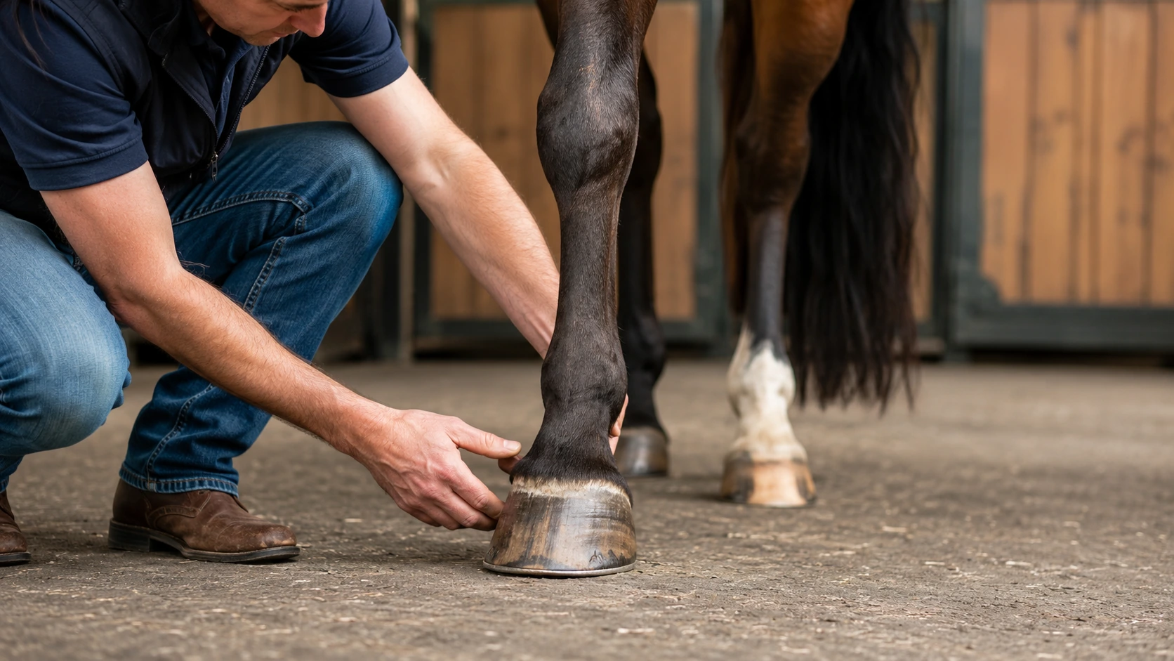 Rôle sabot cheval : pied sain examiné par un professionnel