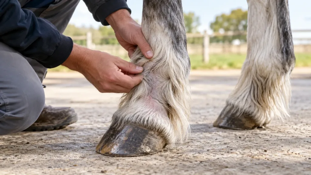 Gestion pâture cheval : limiter boue et humidité pour protéger la peau 5 Surveillance du paturon du cheval après une période humide