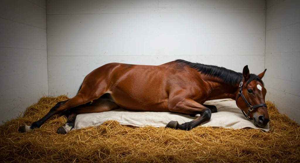 Symptômes de la fourbure chez le cheval : les signes qui doivent vous alerter 4 cheval fourbu couché