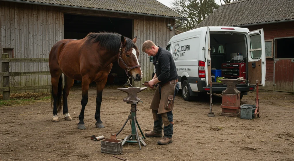 Traitement de la fourbure chez le cheval : étapes, soins et suivi 3 Préparation d’une ferrure adaptée pour soutenir le pied d’un cheval fourbu