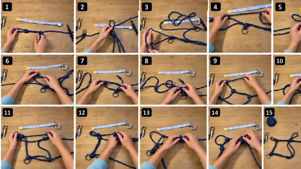Principales étapes de fabrication d’un licol en corde pour cheval
