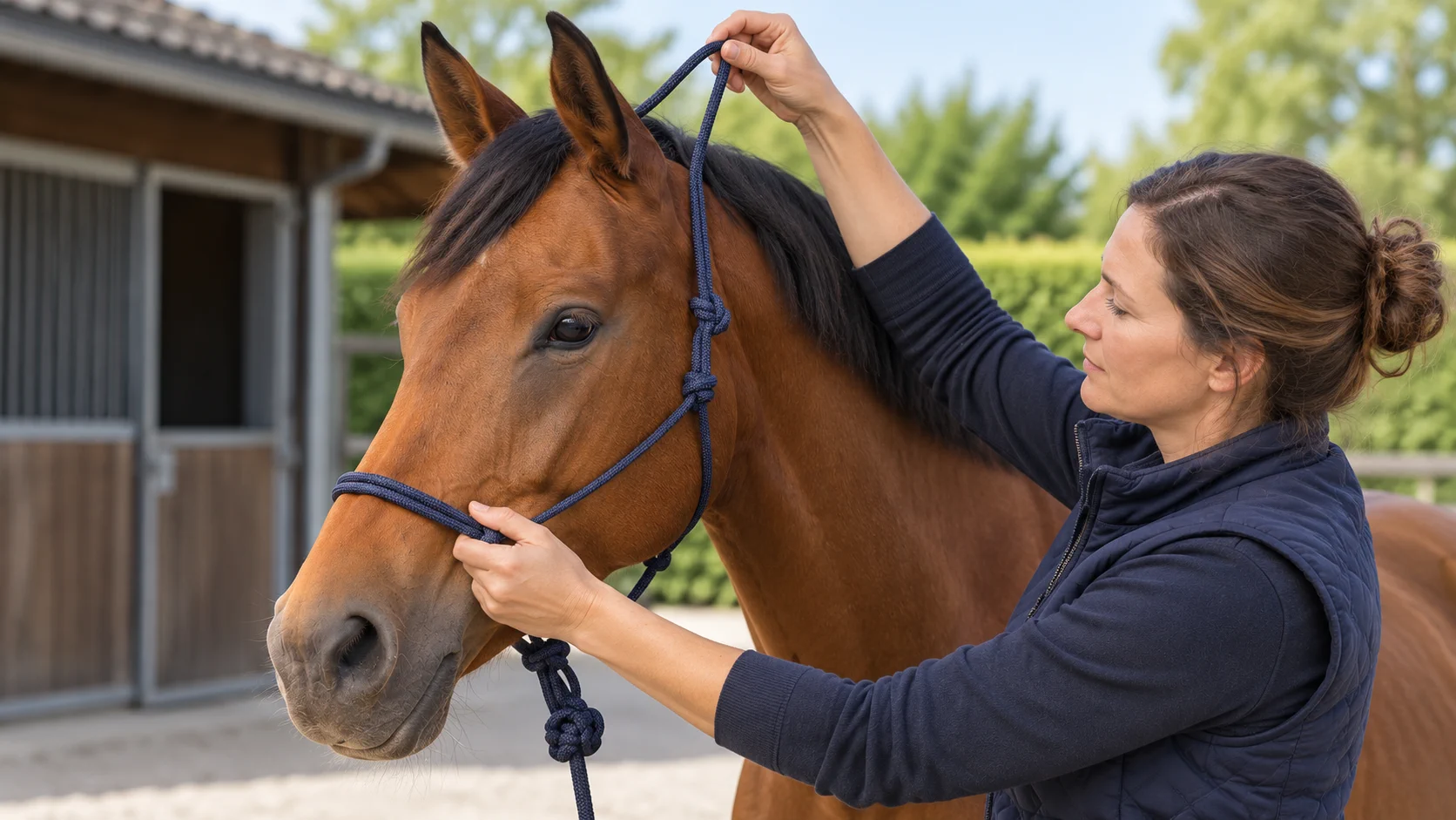 Tuto licol cheval : mise en place correcte d’un licol en corde sur un cheval